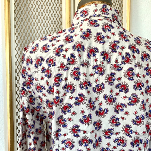 J. CREW papaya paisley printed perfect shirt 6 - Picture 6 of 7